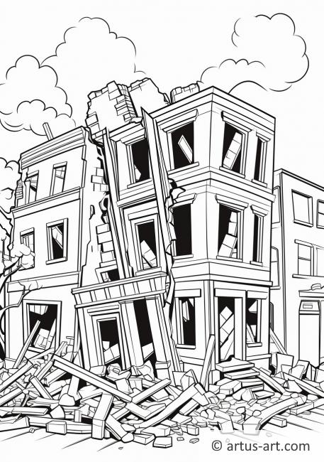 Building Collapse Coloring Page